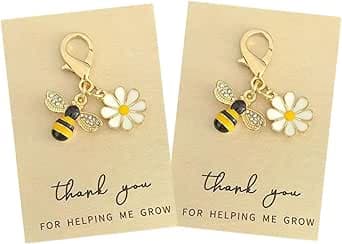 Schlüsselanhänger mit Bienen-Blume und Karte, Geschenke für Eltern, Lehrer, Dank