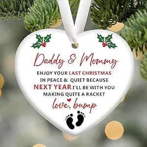 Weihnachten Schwangerschaft Ankündigung Herz Keramik Hängende Ornamente – Eltern