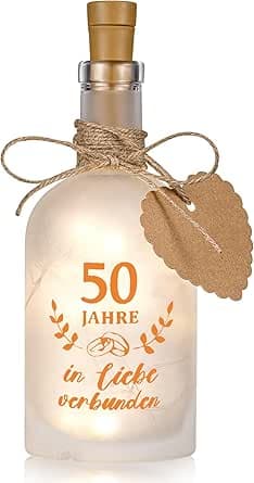 BBTO 50. goldenen Hochzeit Geschenk Flaschenlicht mit Spruch 50. Geldgeschenke L