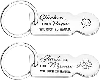 2 Eltern Geschenke Schlüsselanhänger für Papa und Mama Muttertag Vatertag Einkau