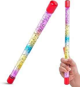 Zauberstab Kinder, Magic Wand, bunter Glitzerstab mit Flüssigkeit 31 cm – stilvo
