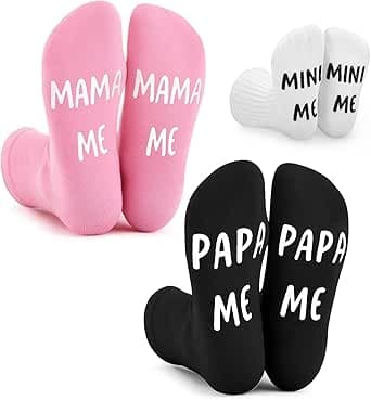 Jadive 3er-Familien Socken Geschenke für Werdende Eltern Mama Papa Baby Lustige 