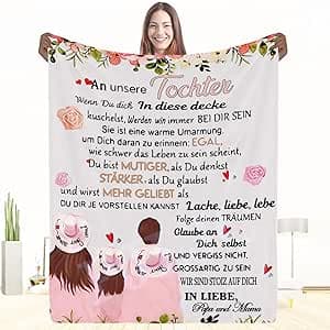 PJLJC Personalisierte Kuscheldecke An unsere Tochter von Eltern, Mama und Papa z
