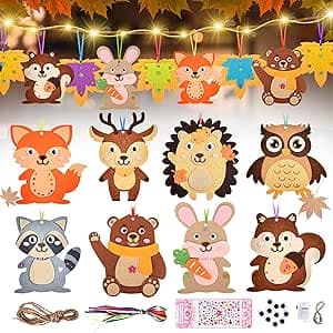 Herefun 15 Herbst Tier Bastelsets für Kinder, Herbst Kreativset Bastelset mit LE
