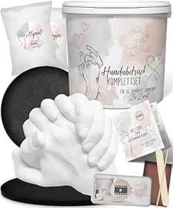 3D Handabdruck Set für Paare Made in Germany mit Sockel Gipsabdruckset Hände Jah