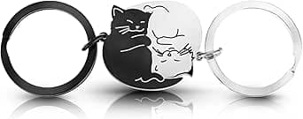 Ouligay Partner Katzen Schlüsselanhänger Katze Paare Pärchen Paar Geschenke für