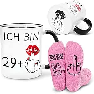 Bingtoo Geschenkset zum 30. Geburtstag für Frauen, Becher & Socken für Frauen, L