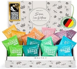 WALTZ 7 Original Duschbomben Set, 16 Stück, 8 Düfte, Dankeschön Geschenk für Fra