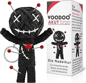GLÜCKSGUT® Voodoo Puppe mit Nadeln | 7,5cm | Geschenkbox & Anleitung | Scherz-Me