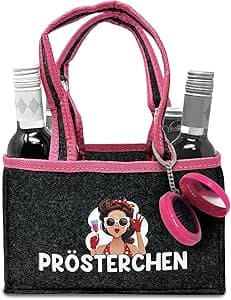 Witzige Frauenhandtasche inkl. Spiegel - Tragetasche aus Filz für 6 Flaschen-Dos