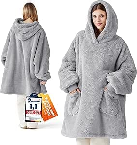 BEDSURE Hoodie Decke mit Ärmeln - Kuschelpullover als Geschenke für Frauen - Tra
